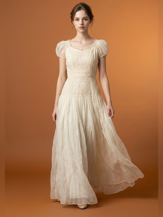 Source Unknown Dresses & Skirts - Vintage Ivory Lace Sequin Boho Cottagecore Wedding Dress